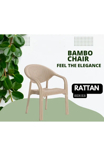 ZİYNET HOME 70x120 cm 4 Kişilik Rattan Camlı Masa Takımı 4 adet Bambu Pro Sandalye Bahçe Teras Balkon Takımı - 3