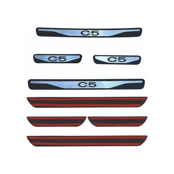 C5 Kapı Eşiği 2008-2012 New Krom Kapı Eşiği 4 Parça Paslanmaz Çelik - Resim 2