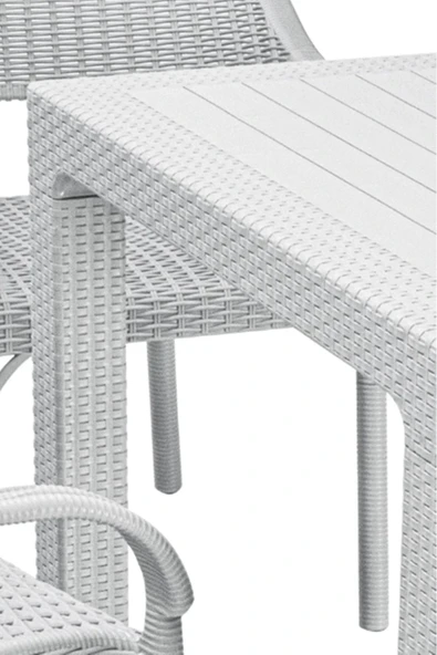 ZİYNET HOME 90x90 Rattan Camlı Masa Balkon Bahçe Teras Masası Kare Rattan Masa - 11