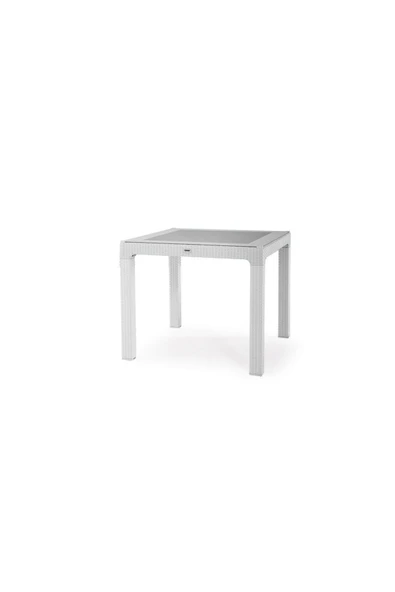 ZİYNET HOME 90x90 Rattan Camlı Masa Balkon Bahçe Teras Masası Kare Rattan Masa - 9
