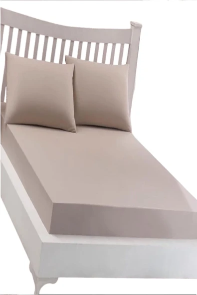 Lastikli Streç Battal Boy Havlu Çarşaf 180x200 Cm Renk Açık Kahve