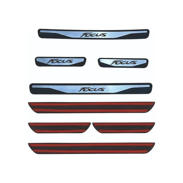 Focus 1 Kapı Eşiği 1998-2005 New Krom Kapı Eşiği 4 Parça Paslanmaz Çelik - Resim 2