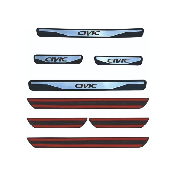 Civic Kapı Eşiği 2012-2015 New Krom Kapı Eşiği 4 Parça Paslanmaz Çelik - 2