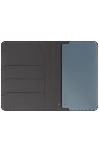 Pasaport Cüzdanı ve Takip Cihazı (Bul Özelliği) RFID-Block Teknolojisi Vegan Deri Mıknatıslı Bölme  GRİ - 5