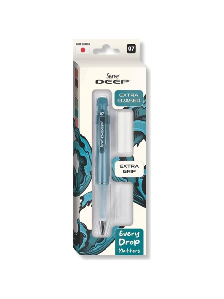 Serve Deep Kalem Grıp Silgi Yedekli Set 07 Mm Okyanus Mavi