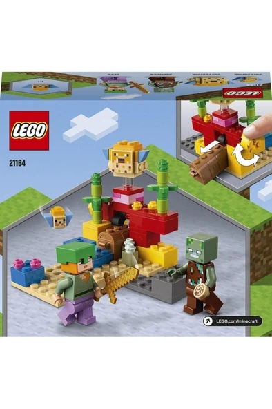 LEGO ® Minecraft™ Mercan Kayalığı 21164 - Yaratıcı Minecraft Deniz Oyuncağı Yapım Seti (92 Parça) - 3