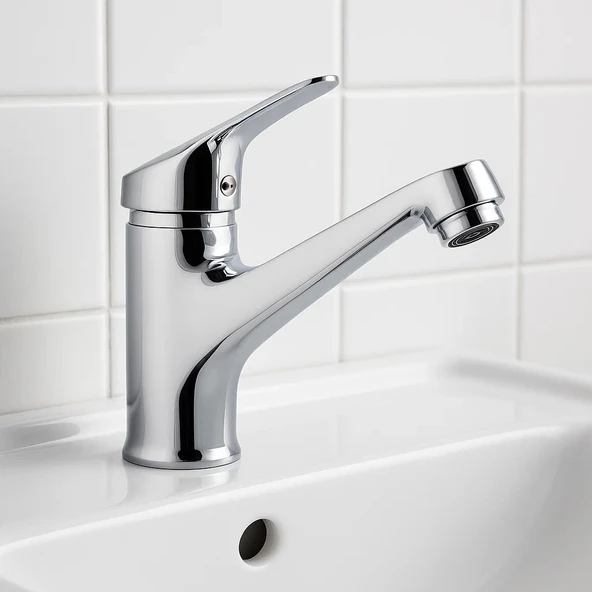Yüksek Banyo Lavabo Bataryası Musluğu Çift Su Girişli Garantiii