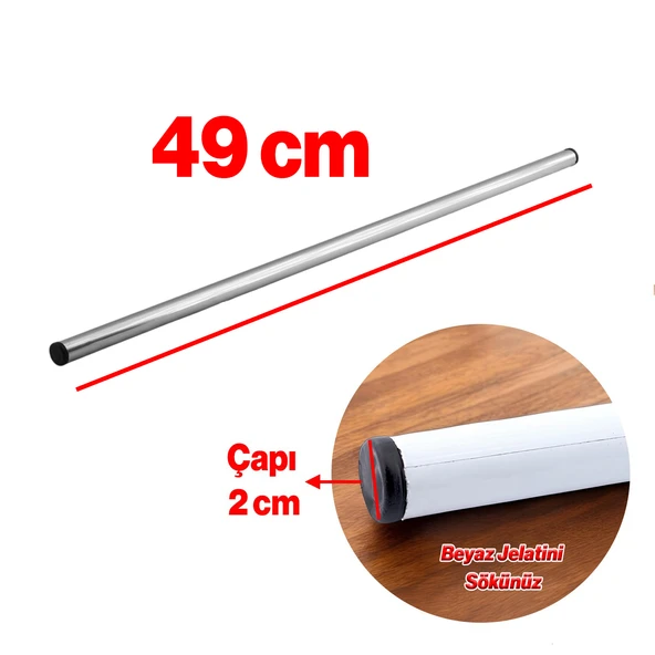 Yuvarlak Silindir Alüminyum Metal Oklava Tekli 49 cm Mutfak Börek Hamur Un Yufka Açma Krom Renk - 2