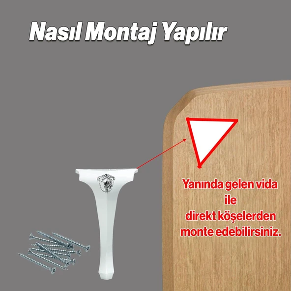 Lukens Beyaz Gümüş Sehpa Masa Ayakları 40 cm Plastik Ayak Mobilya Zigon Çay Orta Sehpası Ayağı Sehpa - 2