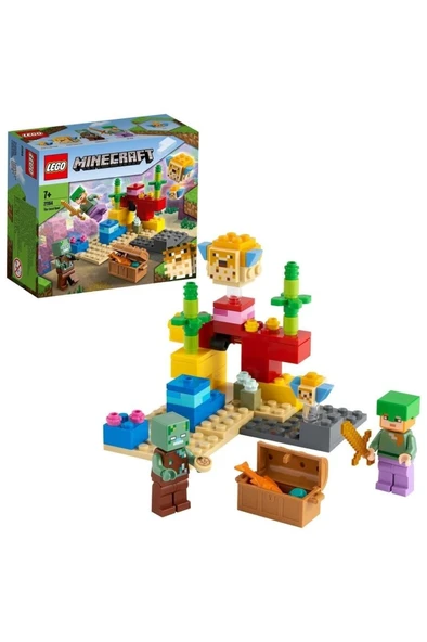 LEGO ® Minecraft™ Mercan Kayalığı 21164 - Yaratıcı Minecraft Deniz Oyuncağı Yapım Seti (92 Parça)