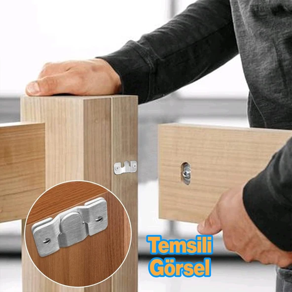 Metal (1 Çift Takım) Baza Başlık Mobilya Karyola Köşe Koltuk Birleştirme Sacı Saç Bağlama Braketi - Resim 4