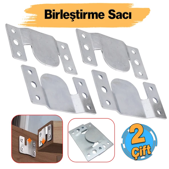 Metal (1 Çift Takım) Baza Başlık Mobilya Karyola Köşe Koltuk Birleştirme Sacı Saç Bağlama Braketi ürün görseli