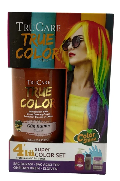 Truecolor Gün Batımı Saç Boyası Seti Saç Açıcı Ve Eldivenli