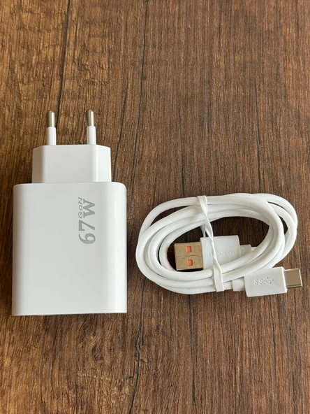 OKATECH Süper Fast Charge PD 67W Şarj Kiti Adaptör + Kablo