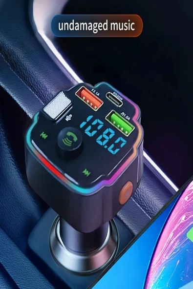 Transmitter Bluetooth FM Araç Kiti Kolay Bağlantı Araba Müzik Mp3 Çalar Oto Çakmaklık Hızlı Şarj - 4