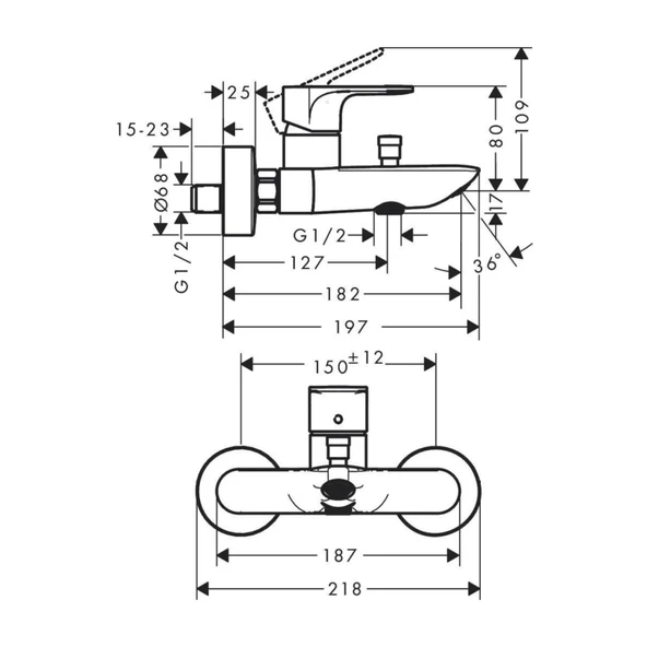 Hansgrohe Rebris E Banyo Bataryası 72450000 - 2