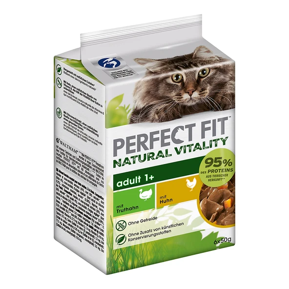 Perfect Fit Natural Vitality Kısırlaştırılmış Kediler İçin Uygun Tavuklu ve Hindili Yaş Mama 6'lı Paket - 1