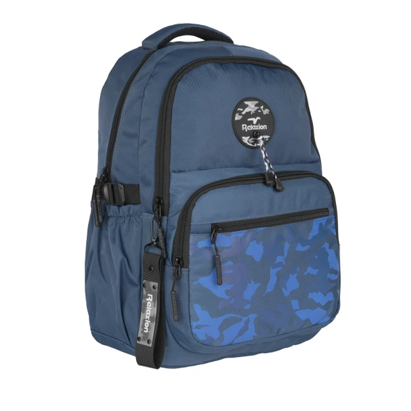 Relaxion 5 Bölmeli Su İtici Kumaş Kamuflaj Desen Ortaokul-Lise Çantası 21SYG40 - Resim 3
