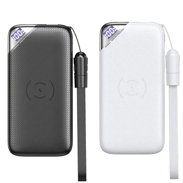 Joyroom D-M224 10000mAh Powerbank Kablolu ve Kablosuz Şarj Cihazı