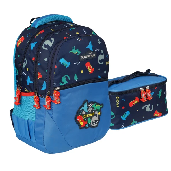 Relaxion Erkek Çocuk İlkokul Çantası Beslenmeli Suya Dayanıklı 4 Bölmeli Okul Sırt Çantası 13SYG50MaviDinazor ürün görseli 1