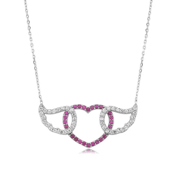 925 Ayar Gümüş Kanatlı Kalp Kadın Gümüş Kolye ürün görseli 1