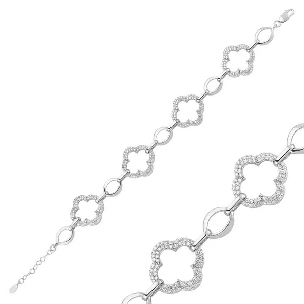 925 Ayar Gümüş Çiçek Bileklik ürün görseli 1