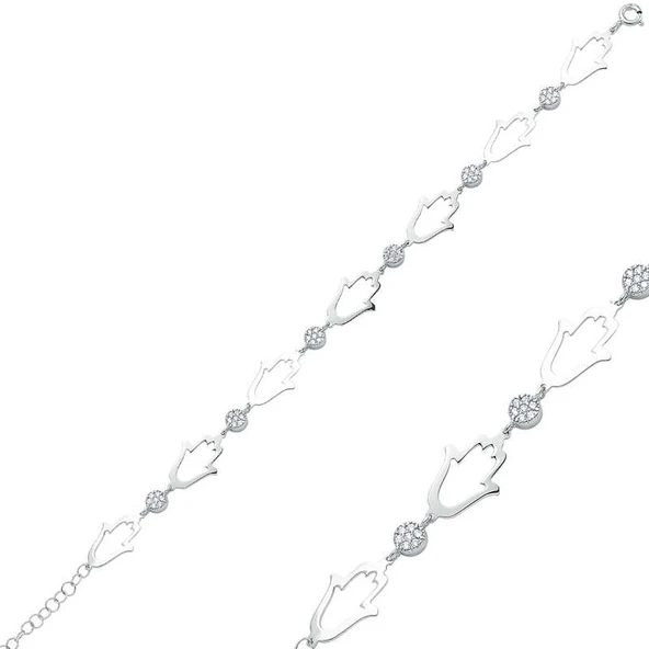 925 Ayar Gümüş Fatma Ana Eli Bileklik ürün görseli 1