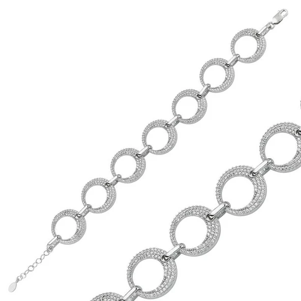 925 Ayar Gümüş Taşlı Halka Bileklik ürün görseli 1