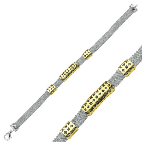 925 Ayar Gümüş Taşlı File Bileklik ürün görseli 1