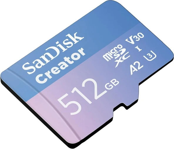 SanDisk Creator 512GB 190/130MB/s microSDXC UHS-I A2 V30 Adaptörlü Hafıza Kartı SDSQXAV-512G-IN6MS - 4