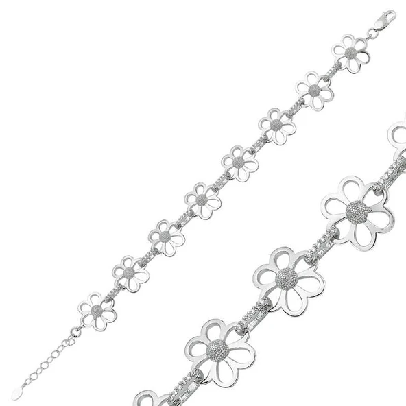 925 Ayar Gümüş Çiçek Bileklik ürün görseli 1