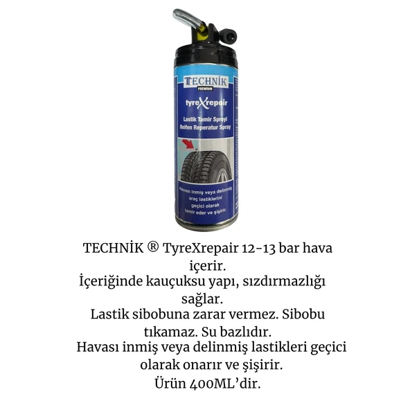 TECHNİK® TyreXrepair – Lastik Tamir Kiti Spreyi 400ml - 6
