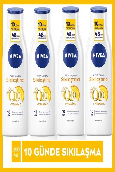 4 Adet Nivea Q10 250 ml Sıkılaştırıcı Vücut Losyonu vitamin C 10 Günde Sıkılaşma - 1