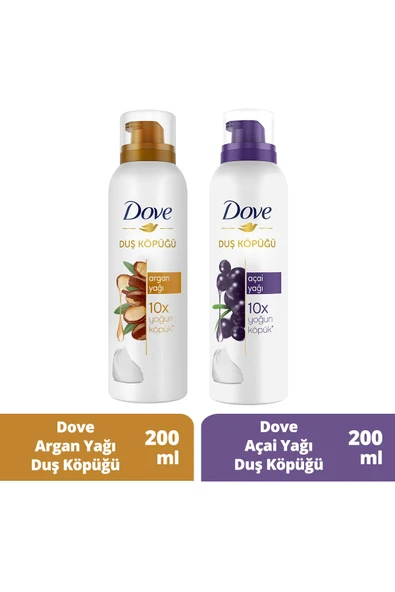 Köpük Duş Jeli Argan Yağı 200 ml X1 Duş Köpüğü Açai Yağı 200ml X1