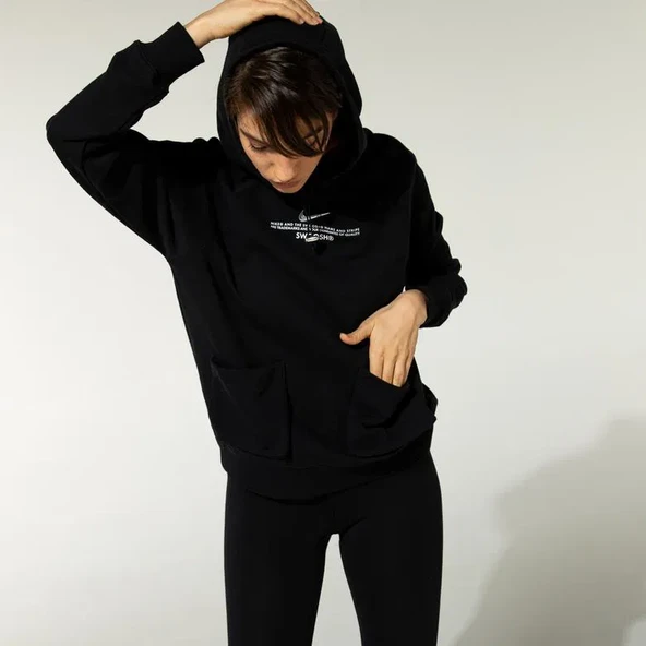 Nike Sportswear Swoosh Kadın Siyah Sweatshirt - 3