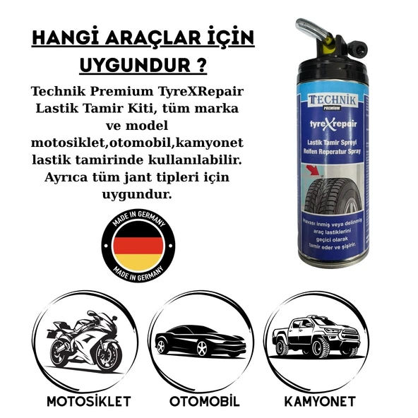 TECHNİK® TyreXrepair – Lastik Tamir Kiti Spreyi 400ml - 2
