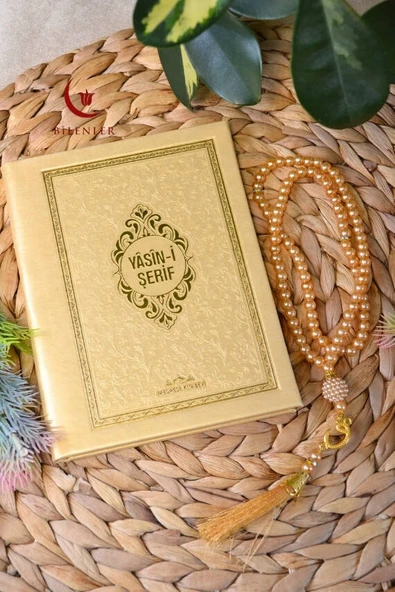 Kutulu İnci Tesbihli Yasin Kitabı Çanta Boy Termo Deri Kaplı Gold– Arapça, Türkçe Okunuşlu ve Mealli – 128 Sayfa  Hac Umre ve Mevlit Hediyeliği - Resim 5