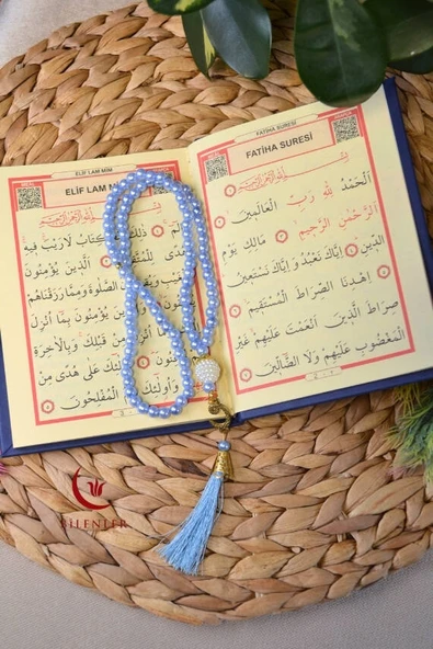 Tül Keseli İnci Tesbihli Yasin Kitabı Çanta Boy Termo Deri Kaplı Lacivert 5 Adet– Arapça, Türkçe Okunuşlu ve Mealli – 128 Sayfa  Hac Umre ve Mevlit Hediyeliği - Resim 2
