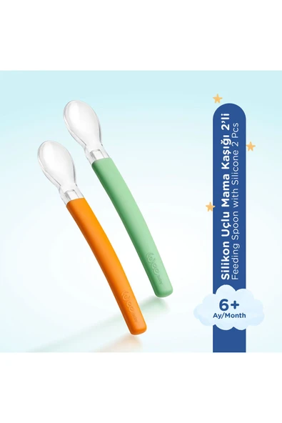 Silikon Uçlu 2'li Mama Kaşığı - Yeşil - 2