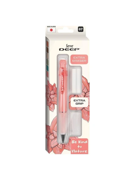 Serve Deep Kalem Grıp Silgi Yedekli Set 07Mm Mercan