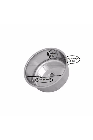 Kromevye Paslanmaz Yuvarlak, Daire, Oval Krom Evye Mutfak Lavabosu Evyesi - 2