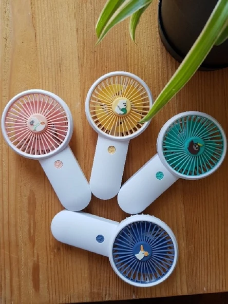 Şarjli Mini El Fanı Masa Fanı Soğutucu Masa Üstü Vantilatör Usb Stantlı Cep Telefonu Tutucu Mavi - 4