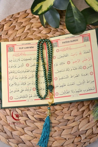 Kutulu İnci Tesbihli Yasin Kitabı Çanta Boy Termo Deri Kaplı Yeşil– Arapça, Türkçe Okunuşlu ve Mealli – 128 Sayfa  Hac Umre ve Mevlit Hediyeliği - Resim 2