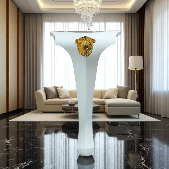 Lukens 4 ADET Beyaz Gold Sehpa Masa Ayakları 40 cm Plastik Ayak Mobilya Zigon Orta Sehpası Ayağı - Resim 7