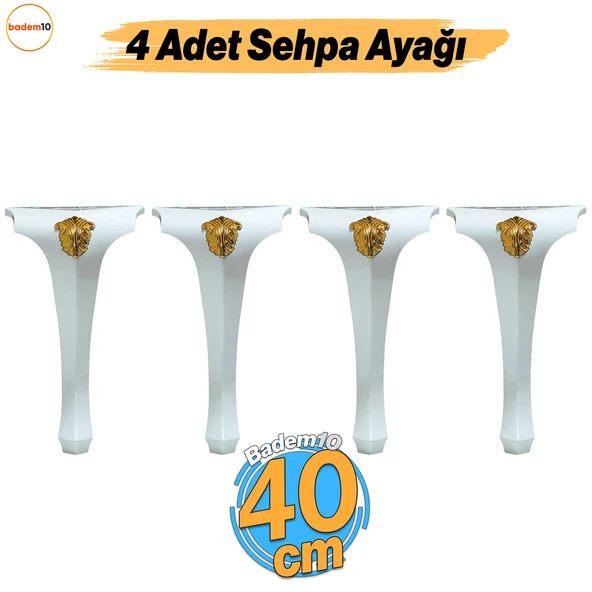 Lukens 4 ADET Beyaz Gold Sehpa Masa Ayakları 40 cm Plastik Ayak Mobilya Zigon Orta Sehpası Ayağı ürün görseli