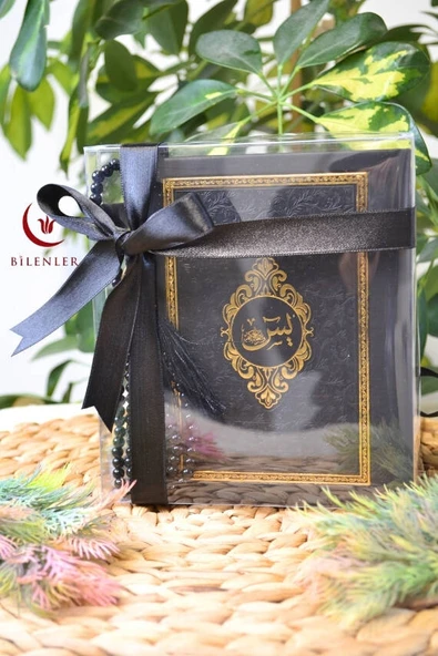 Kutulu İnci Tesbihli Yasin Kitabı Çanta Boy Termo Deri Kaplı Siyah– Arapça, Türkçe Okunuşlu ve Mealli – 128 Sayfa  Hac Umre ve Mevlit Hediyeliği ürün görseli