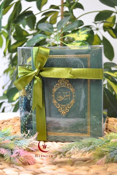 Kutulu İnci Tesbihli Yasin Kitabı Çanta Boy Termo Deri Kaplı Yeşil– Arapça, Türkçe Okunuşlu ve Mealli – 128 Sayfa  Hac Umre ve Mevlit Hediyeliği ürün görseli