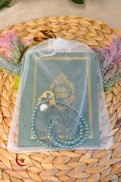 Tül Keseli İnci Tesbihli Yasin Kitabı Çanta Boy Termo Deri Kaplı Yeşil – Arapça, Türkçe Okunuşlu ve Mealli – 128 Sayfa  Hac Umre ve Mevlit Hediyeliği ürün görseli