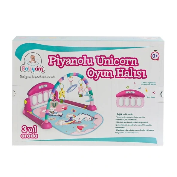 Nessiworld  HE0632 HE0639 Pink Babycim Unicorn Pianolu Oyun Halısı -Birliktoys - 2