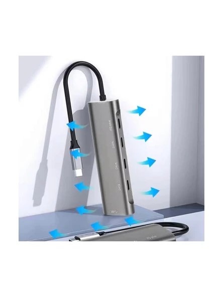 TYPE C TO USB-C ÇOKLAYICI 60W ŞARJ ADAPTÖRÜ USB 3.0 5 İN 1 PD ÇOKLAYICI ÇEVİRİCİ - Resim 2